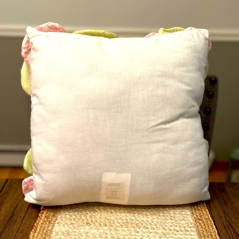 Maggie Miller Floral Decorative Square 16” Pink White Green Throw Pillow